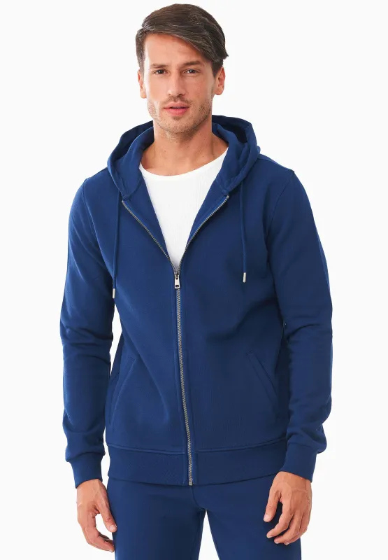 Men's Organic Cotton Fleece Zipper Hoodie Navy sold by Ivalo.com