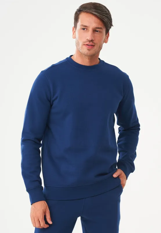 Men's Organic Cotton Fleece Sweatshirt Navy sold by Ivalo.com