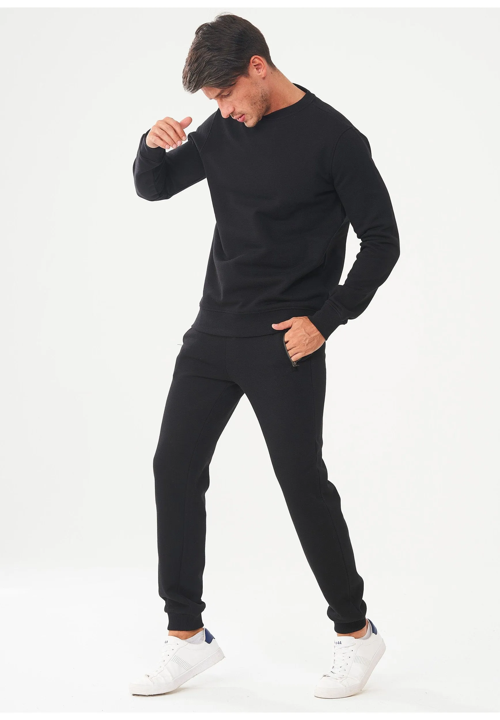 Men's Organic Cotton Fleece Sweatshirt Black sold by Ivalo.com product image thumbnail 5