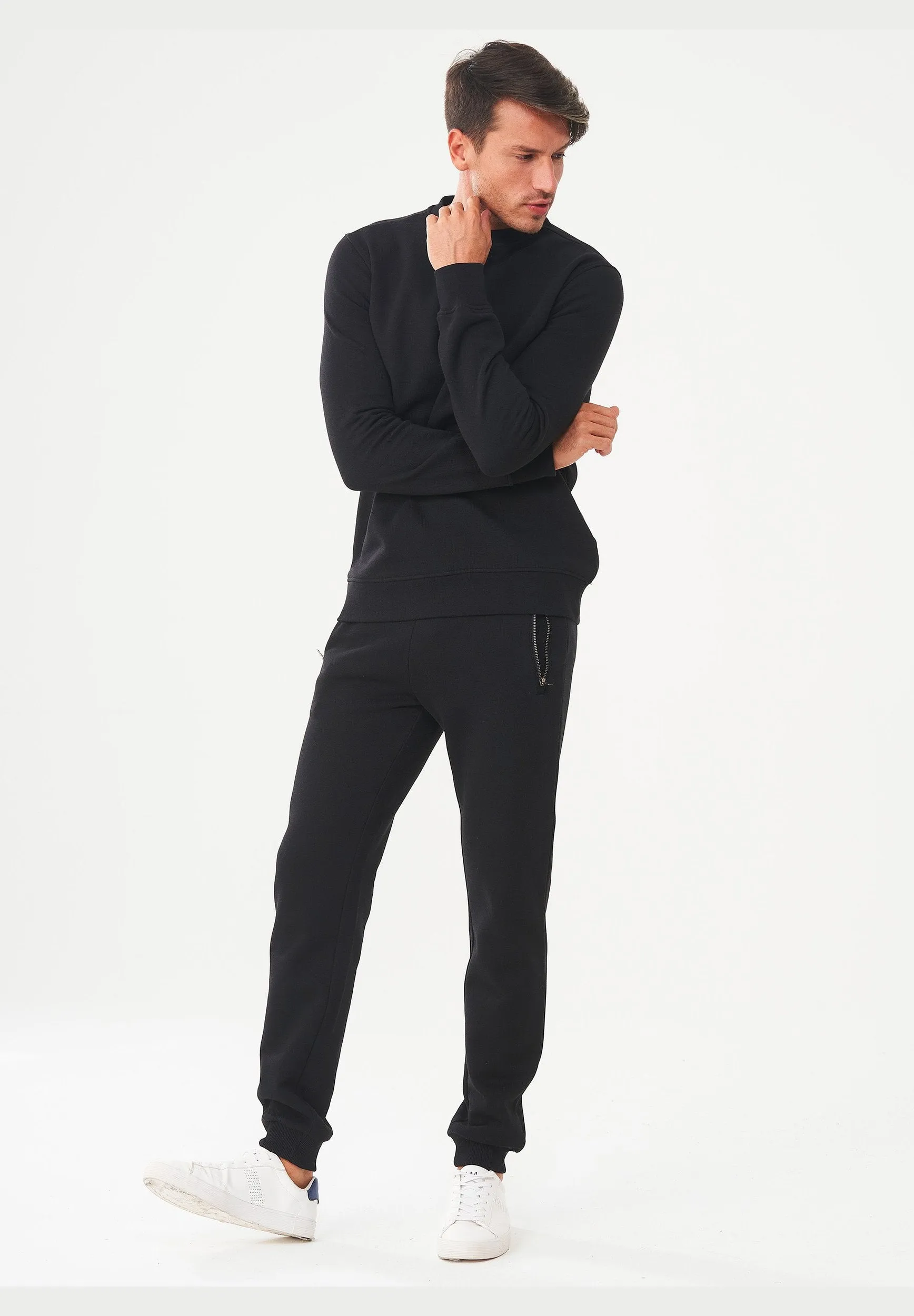 Men's Organic Cotton Fleece Sweatshirt Black sold by Ivalo.com product image thumbnail 3