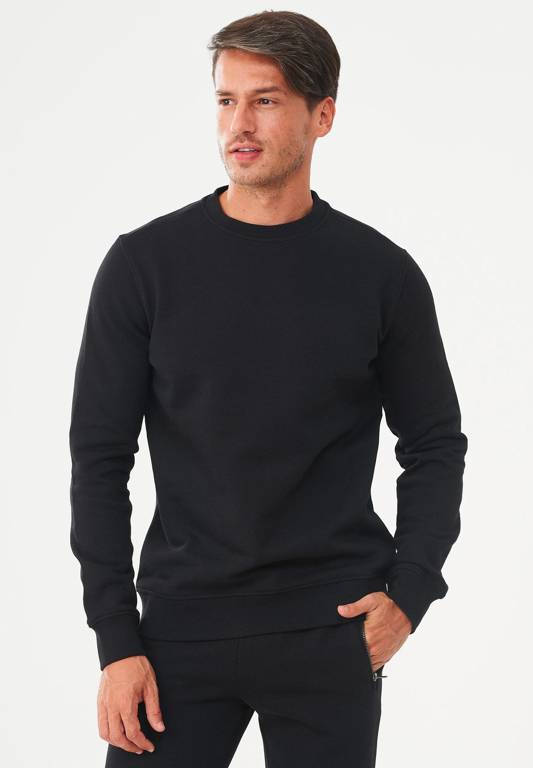 Men's Organic Cotton Fleece Sweatshirt Black sold by Ivalo.com