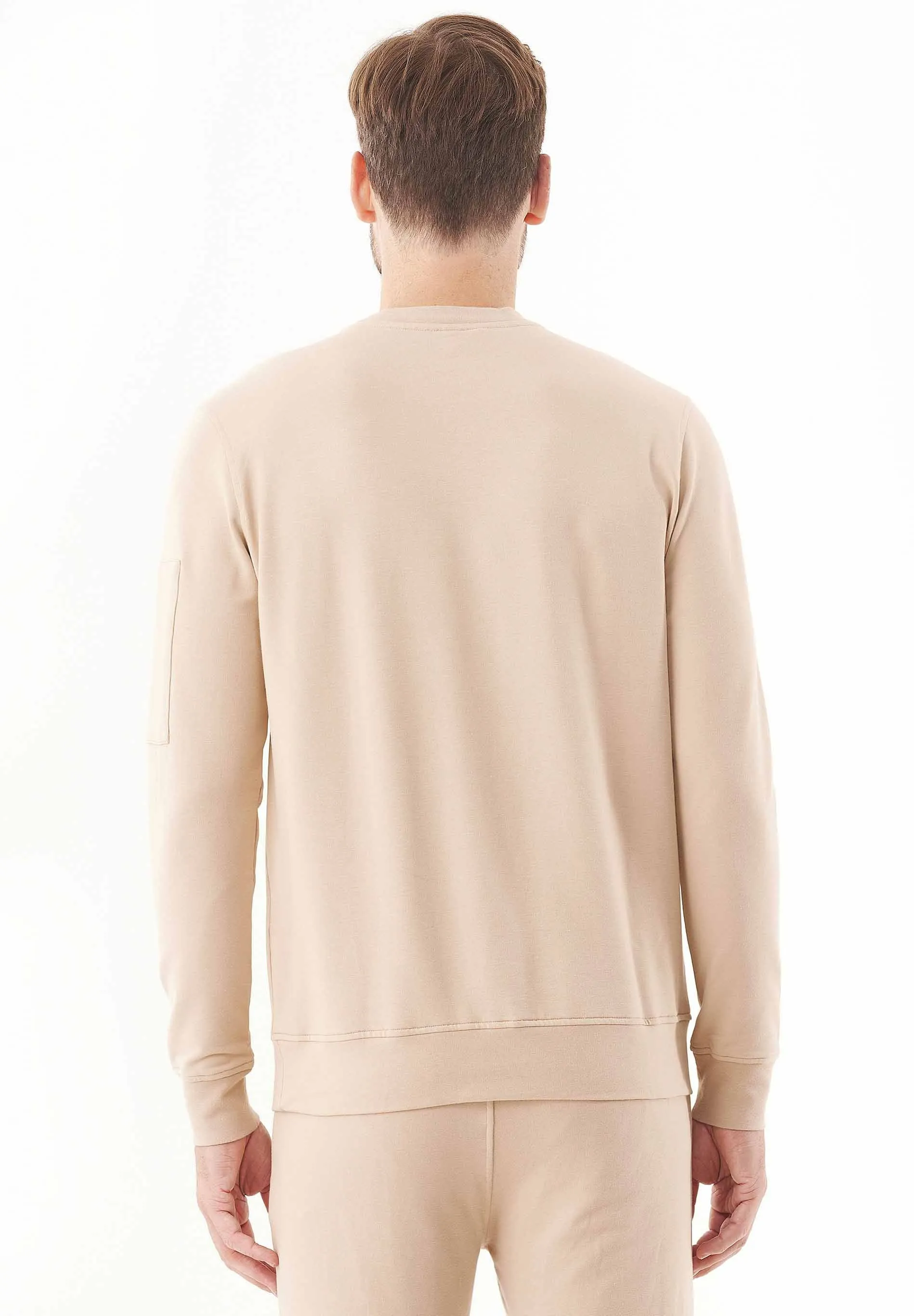 Men's Stretch Sweatshirt With Zip Sleeve Pocket Beige sold by Ivalo.com product image thumbnail 2