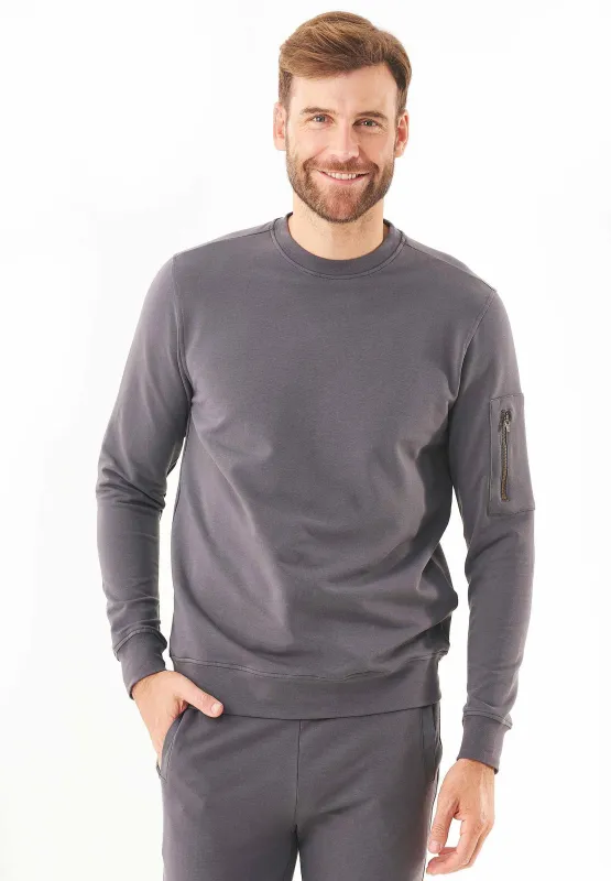 Men's Stretch Sweatshirt With Zip Sleeve Pocket Asphalt sold by Ivalo.com