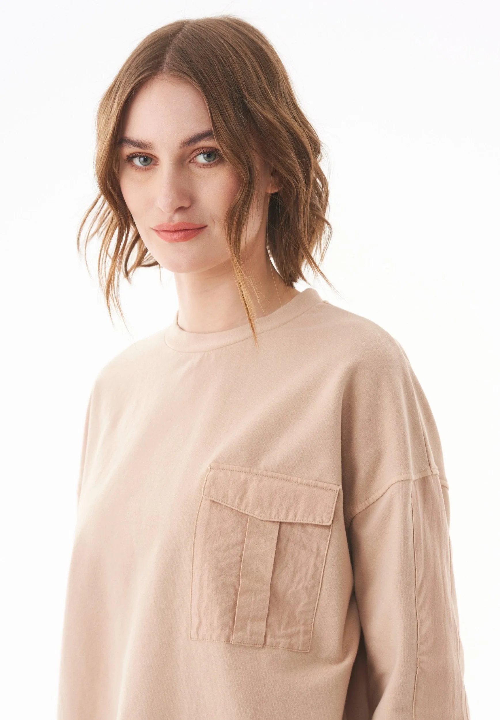 Organic Cotton Sweatshirt With Chest Pocket Beige sold by Ivalo.com product image thumbnail 5