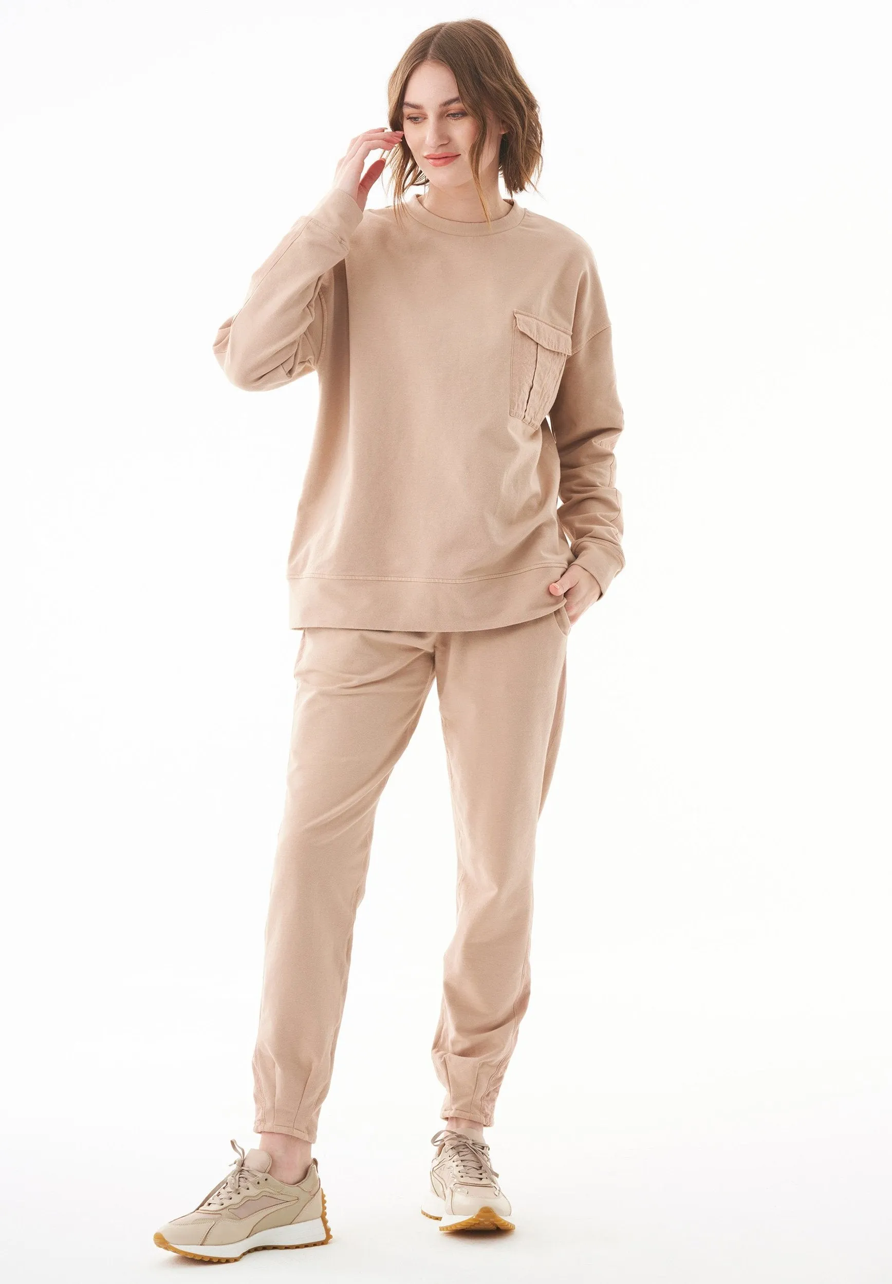 Organic Cotton Sweatshirt With Chest Pocket Beige sold by Ivalo.com product image thumbnail 3