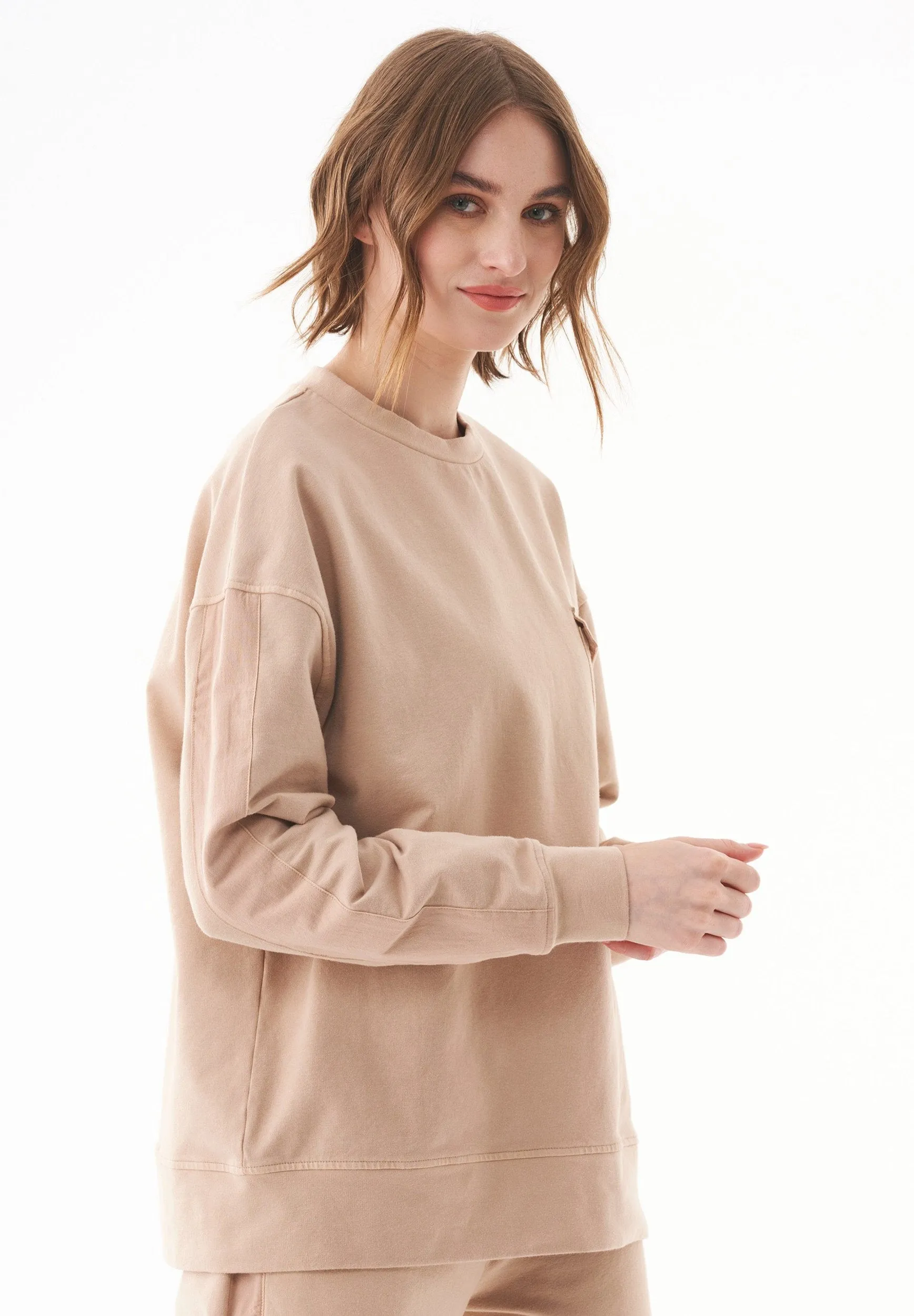 Organic Cotton Sweatshirt With Chest Pocket Beige sold by Ivalo.com product image thumbnail 4