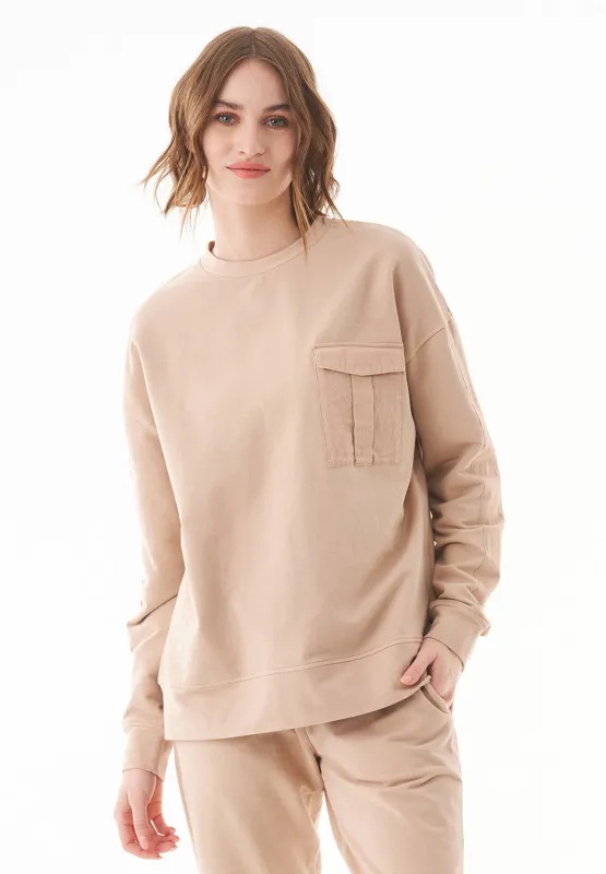 Organic Cotton Sweatshirt With Chest Pocket Beige sold by Ivalo.com
