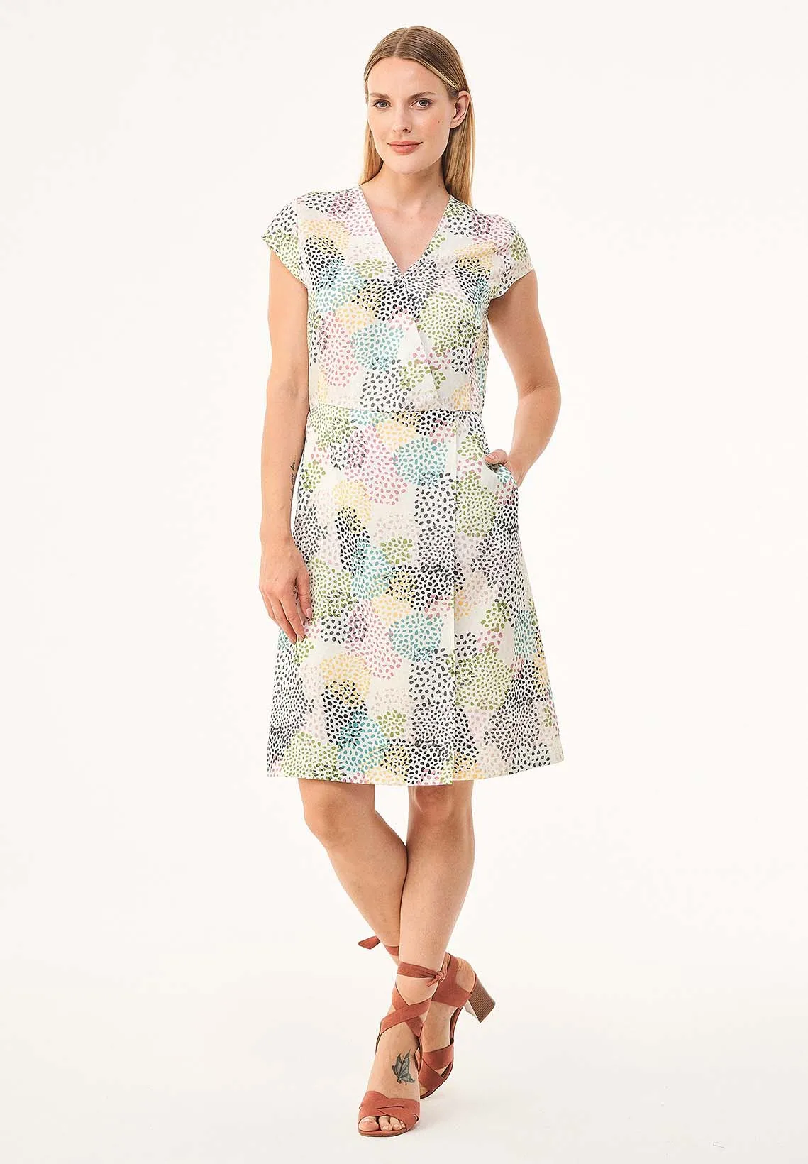 V-Neck Elastic Waist Dress Multi Color Spots sold by Ivalo.com