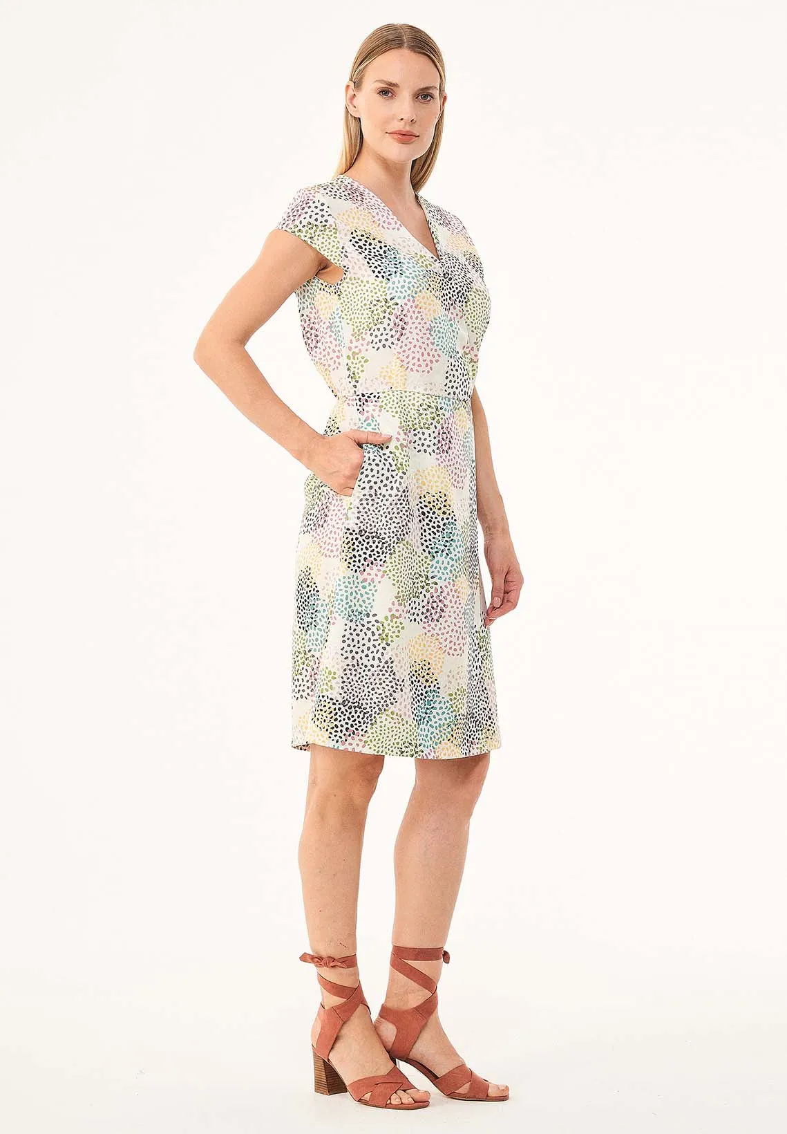 V-Neck Elastic Waist Dress Multi Color Spots sold by Ivalo.com product image thumbnail 3