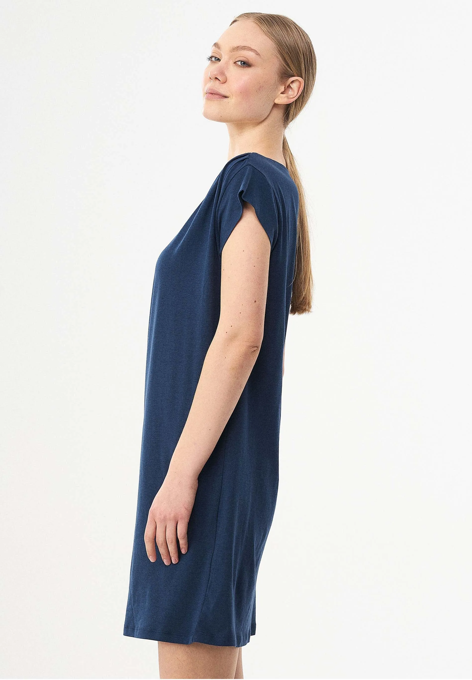 Lyocell Blend Jersey Mini Dress With Gathered Shoulders Navy sold by Ivalo.com product image thumbnail 4