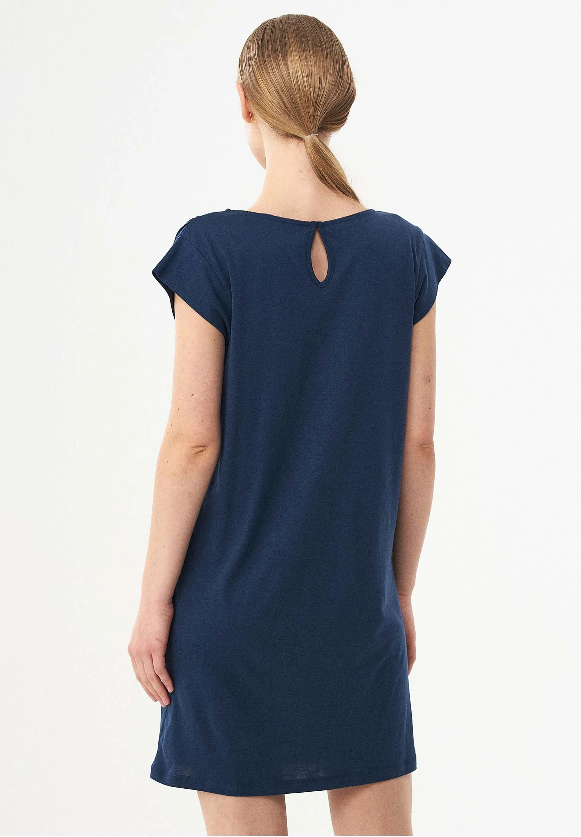 Lyocell Blend Jersey Mini Dress With Gathered Shoulders Navy sold by Ivalo.com product image thumbnail 2