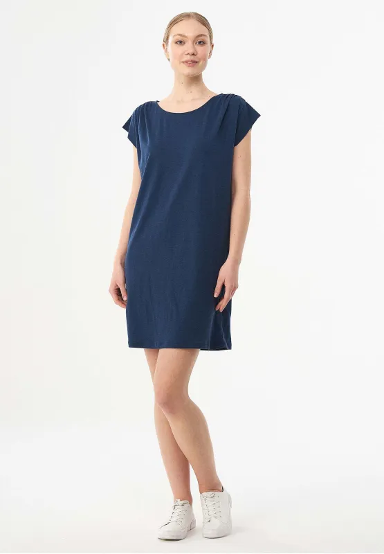 Lyocell Blend Jersey Mini Dress With Gathered Shoulders Navy sold by Ivalo.com