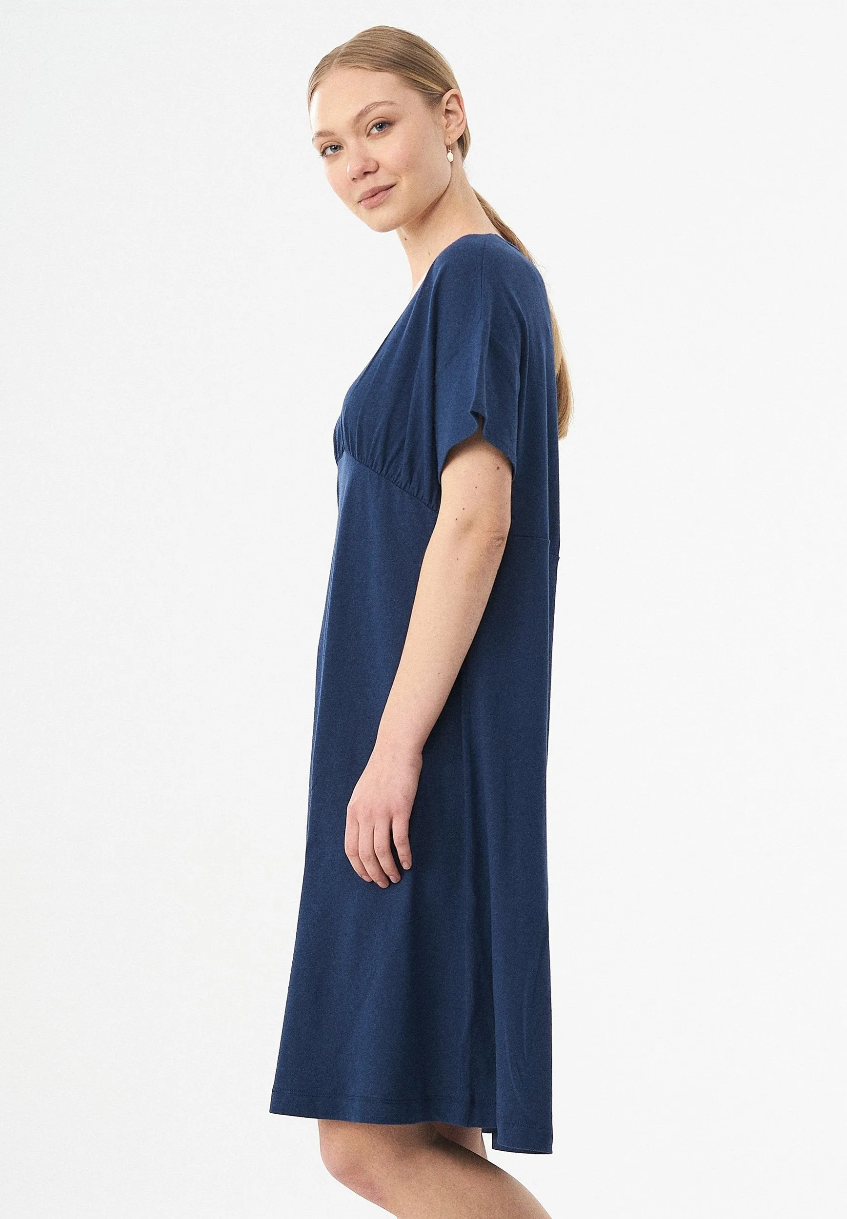 Linen Blend Jersey Dress With Empire Style Waist Navy sold by Ivalo.com product image thumbnail 3