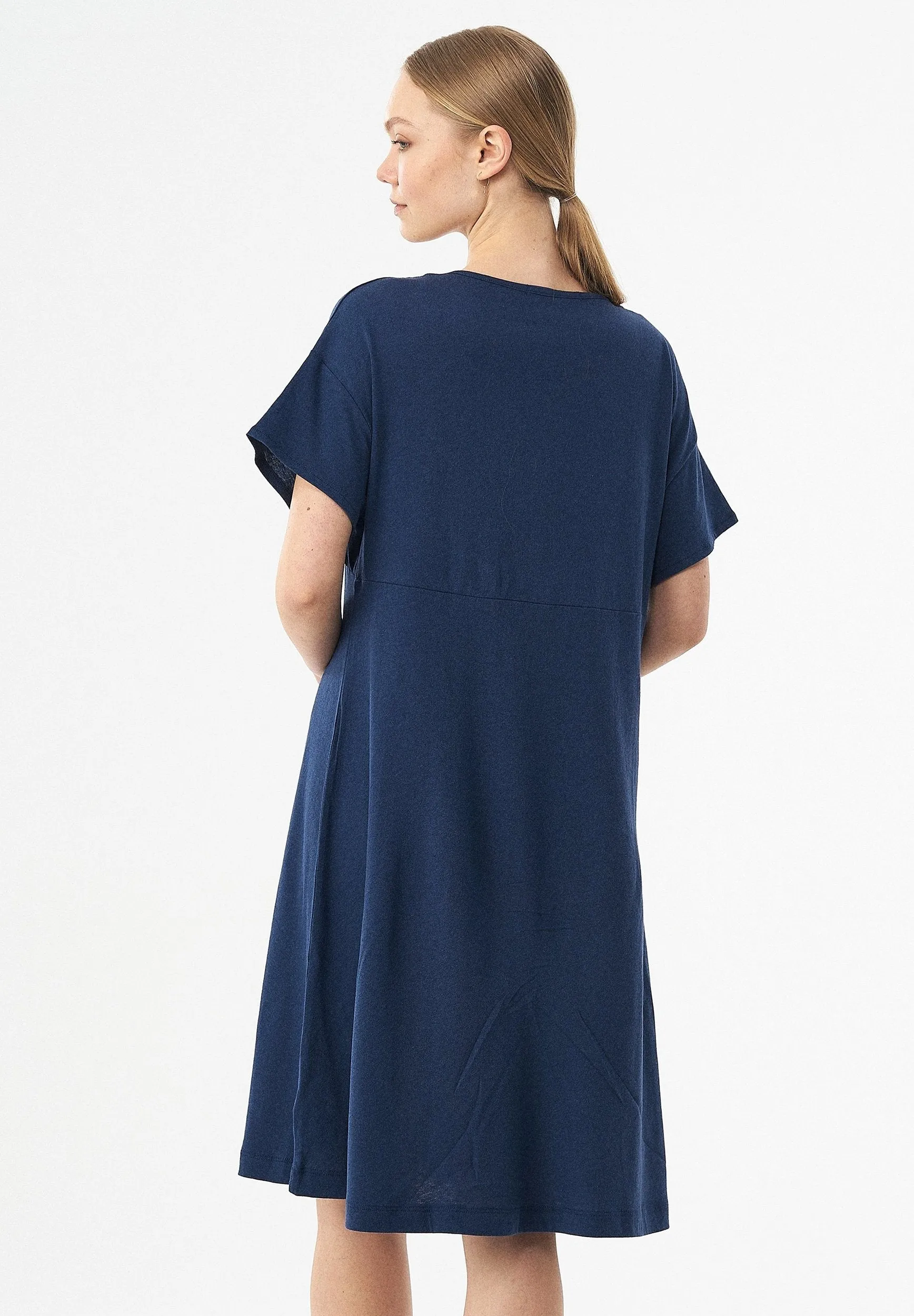 Linen Blend Jersey Dress With Empire Style Waist Navy sold by Ivalo.com product image thumbnail 2
