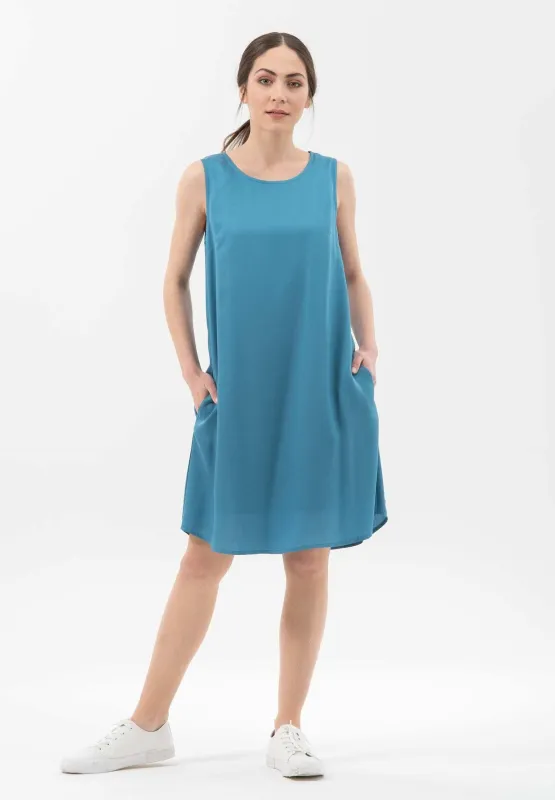 Loose Fit Round Neck Lyocell Dress Ocean sold by Ivalo.com