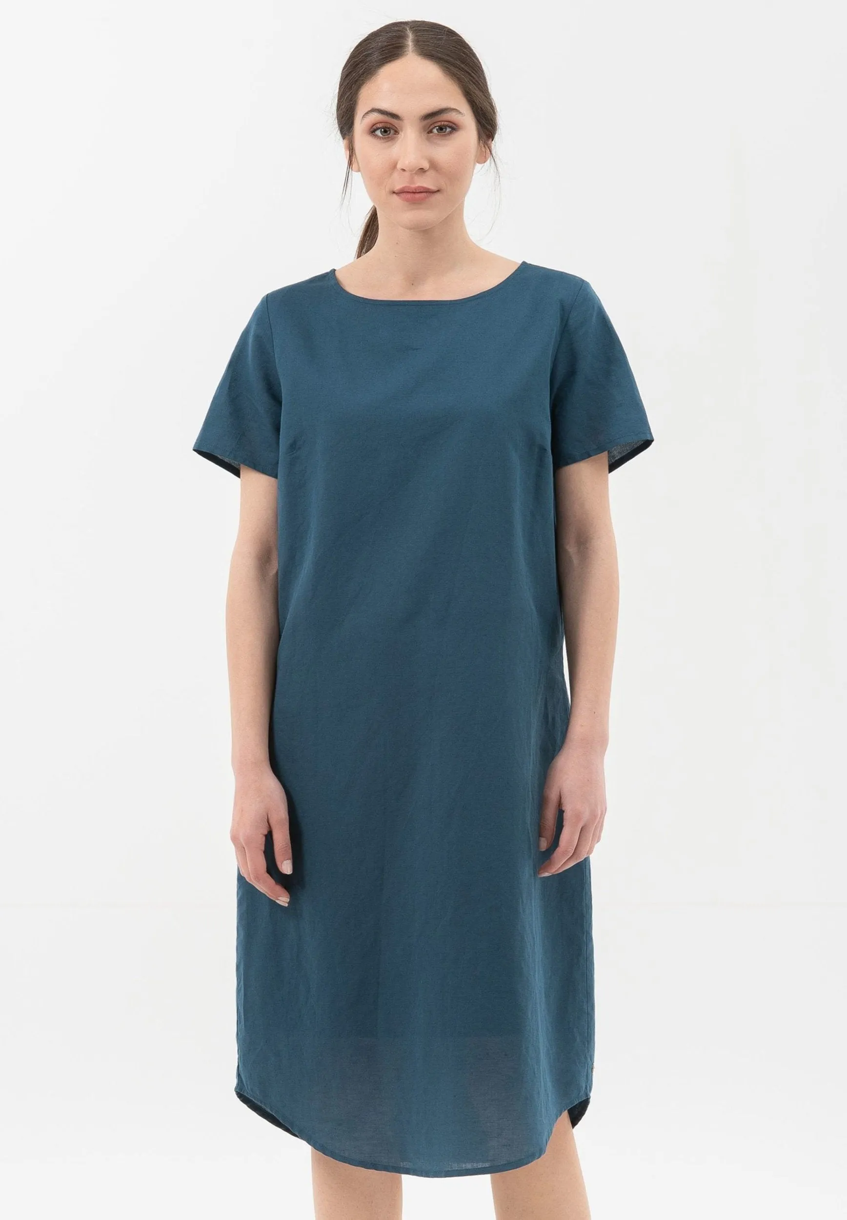 Linen Blend Boat Neck Dress Navy sold by Ivalo.com product image thumbnail 4