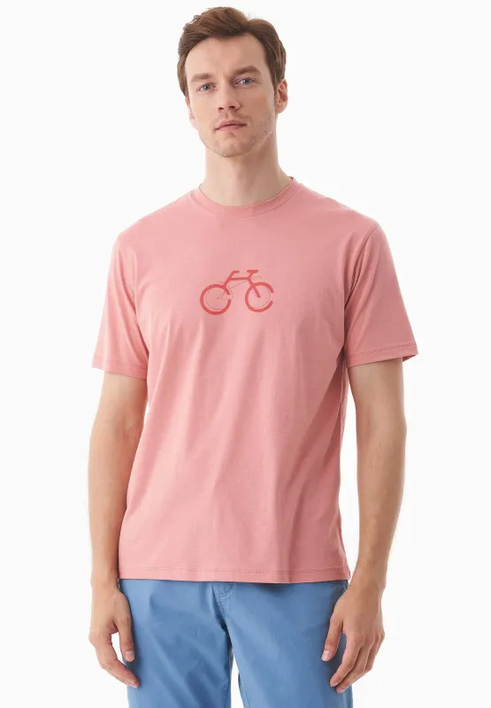Men's Bike Print Organic Cotton T-Shirt Flamingo Pink sold by Ivalo.com