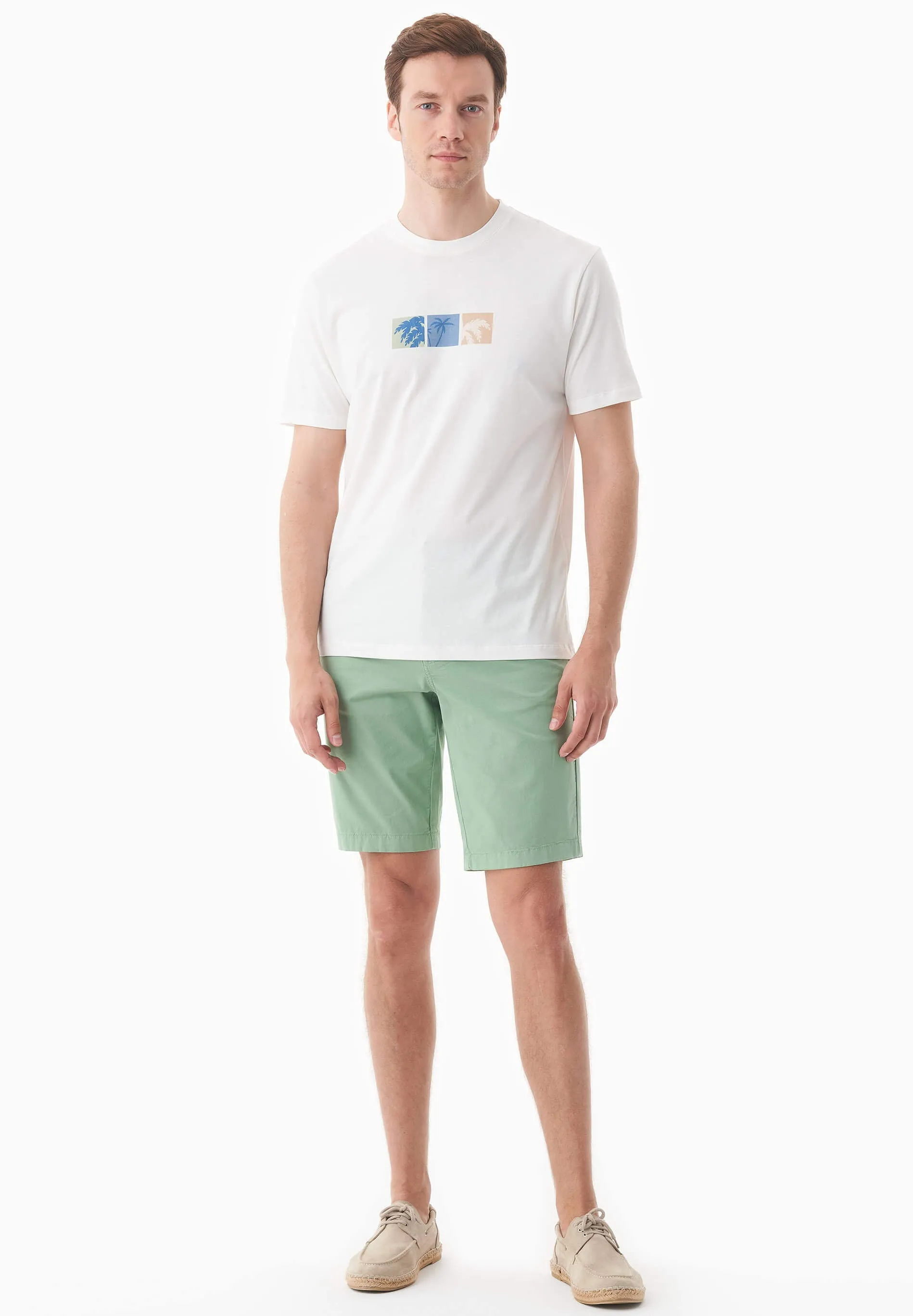 Men's Palm Tree Print Organic Cotton T-Shirt Off White sold by Ivalo.com product image thumbnail 3