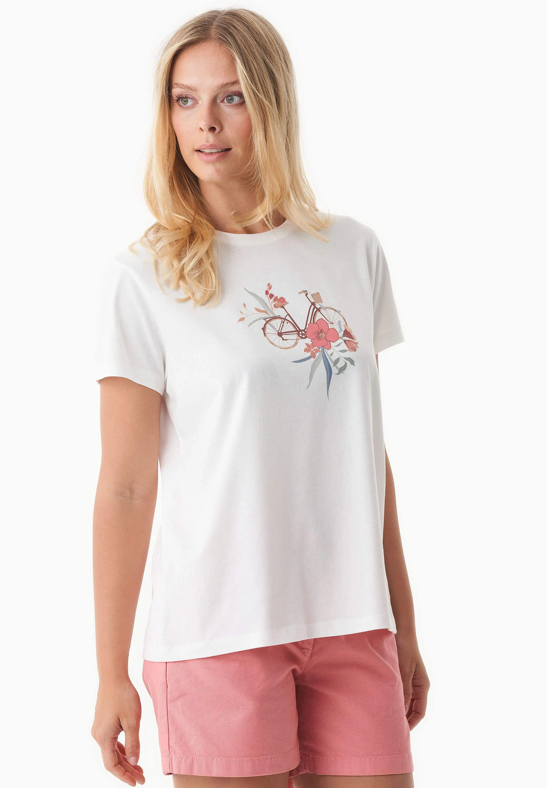 Flower Bike Print Organic Cotton T-Shirt Off White sold by Ivalo.com product image thumbnail 4