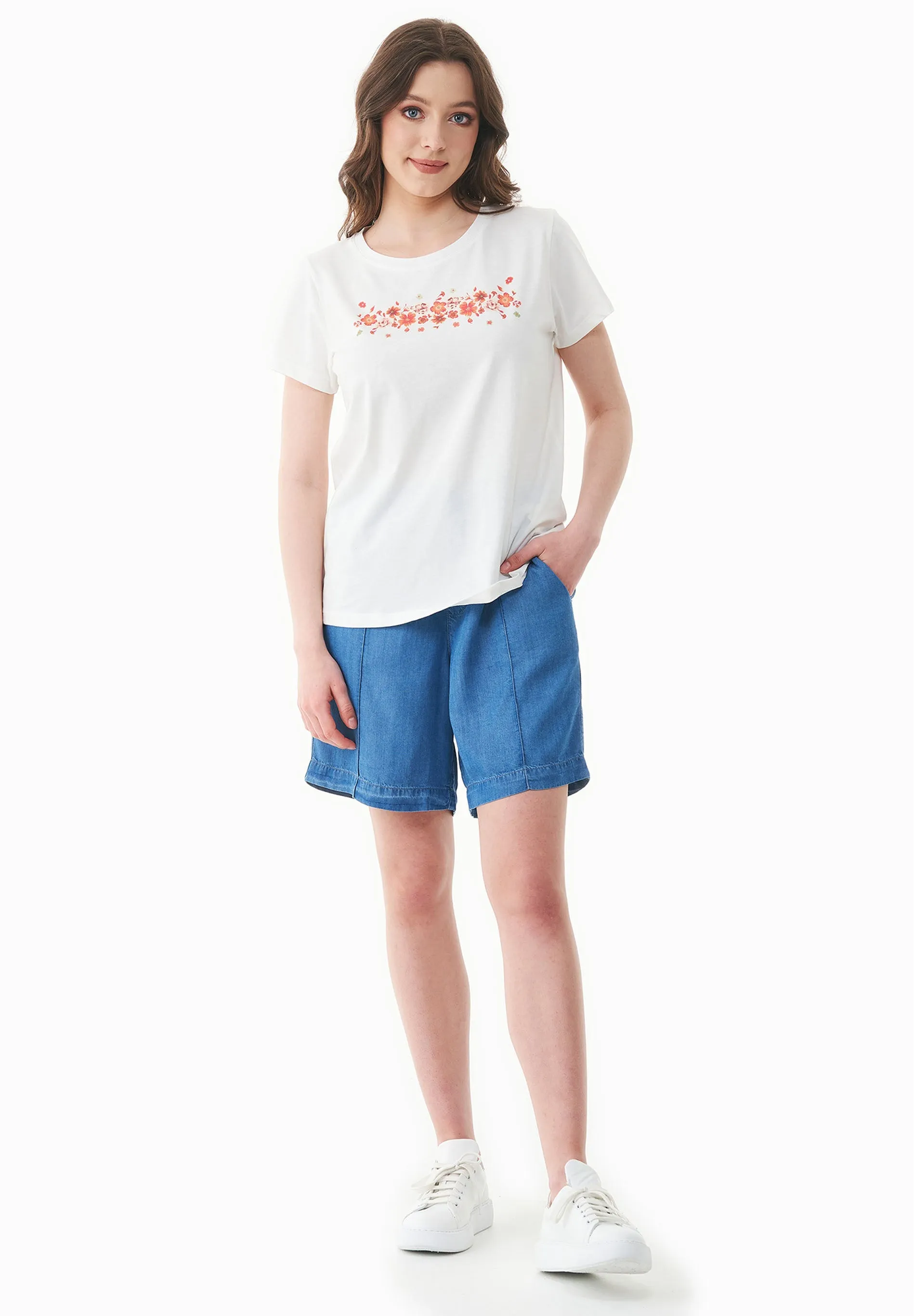 Flowers Print Organic Cotton T-Shirt Off White sold by Ivalo.com product image thumbnail 4