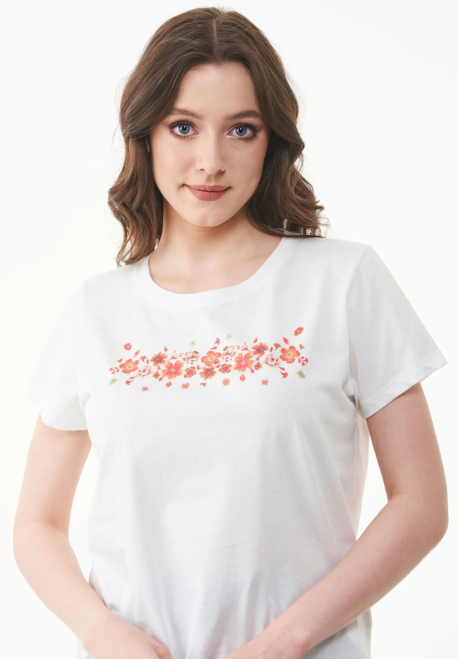 Flowers Print Organic Cotton T-Shirt Off White sold by Ivalo.com product image thumbnail 2