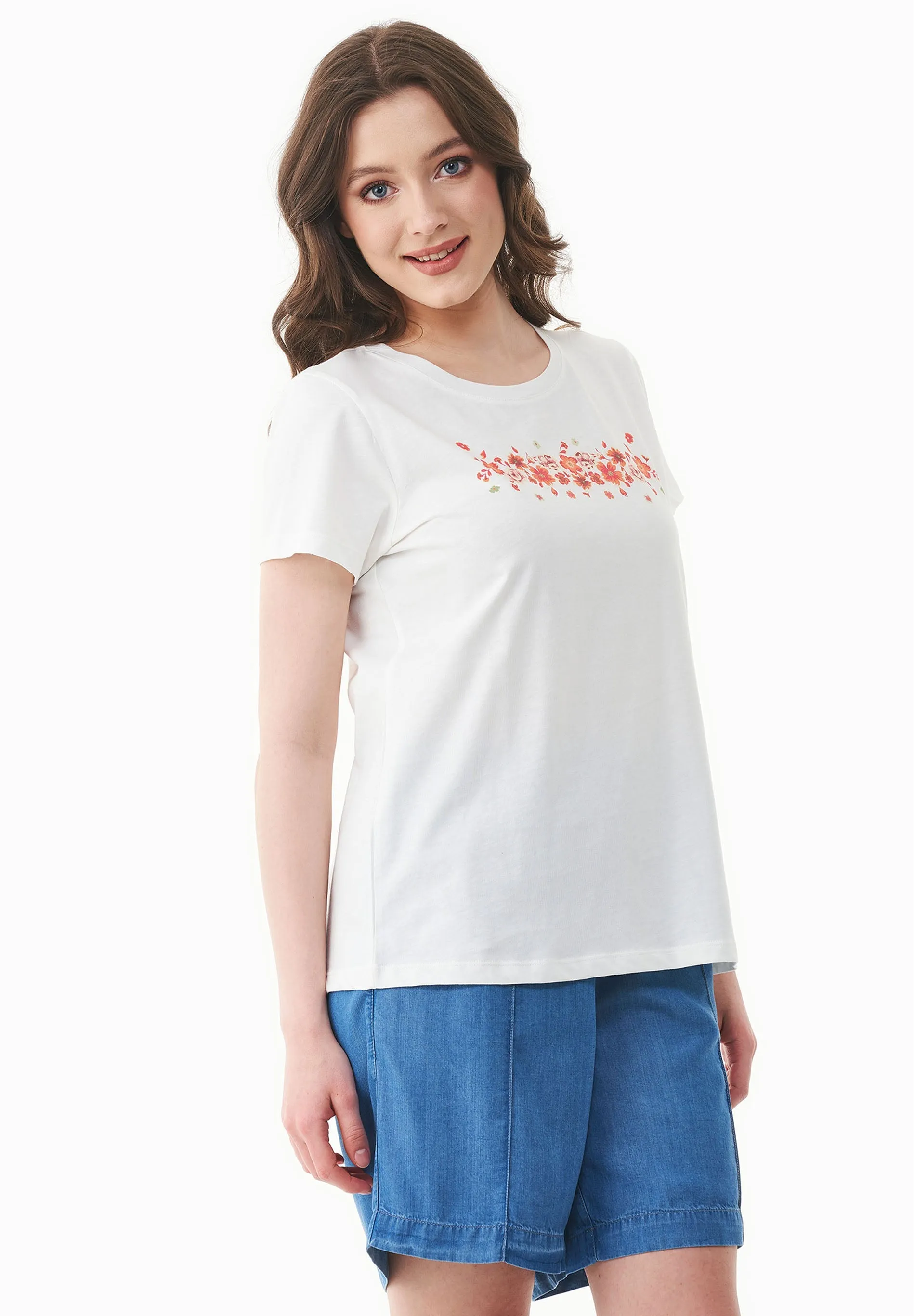 Flowers Print Organic Cotton T-Shirt Off White sold by Ivalo.com product image thumbnail 5