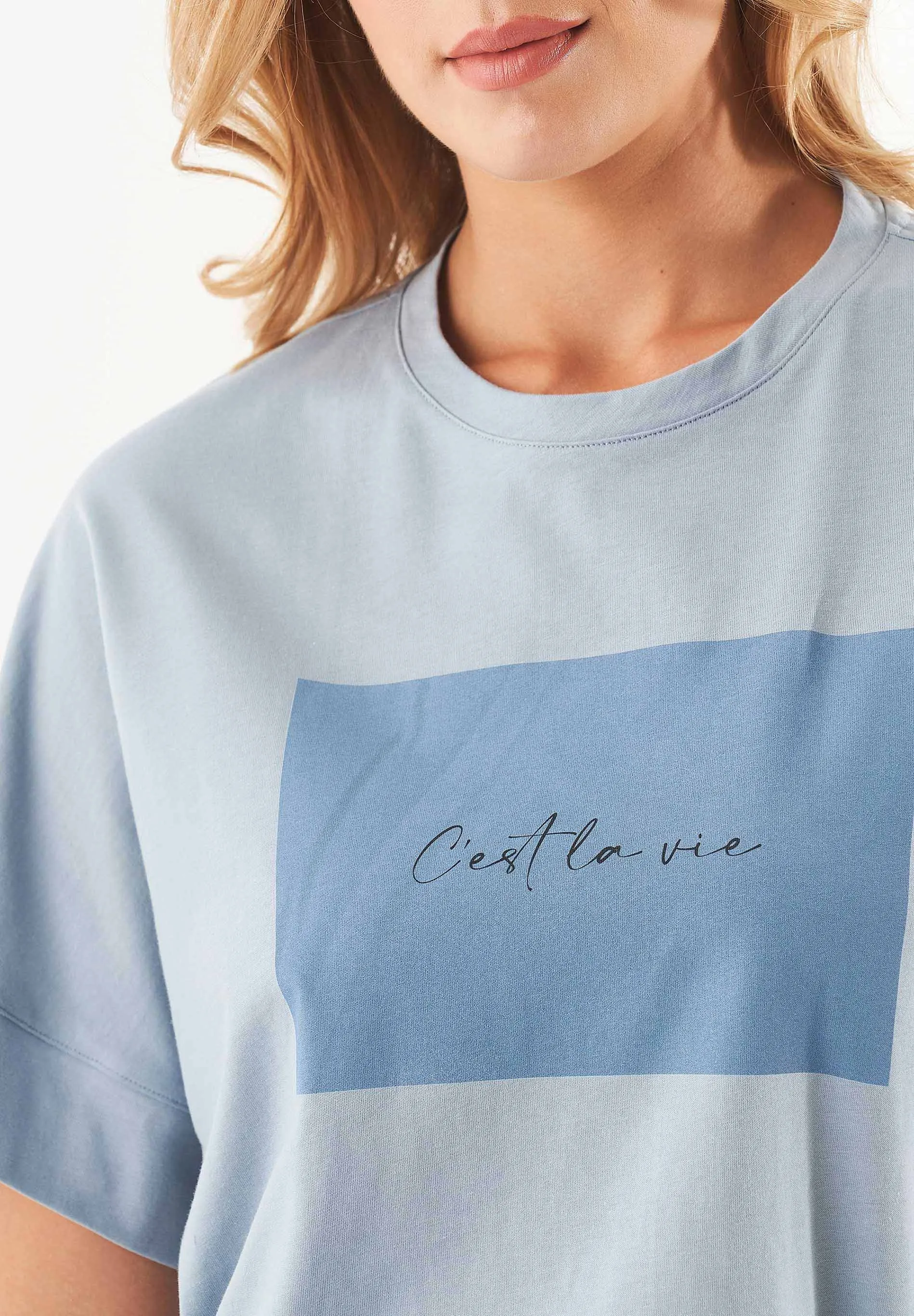 C'est la vie Organic Cotton T-Shirt Dusty Blue sold by Ivalo.com product image thumbnail 5