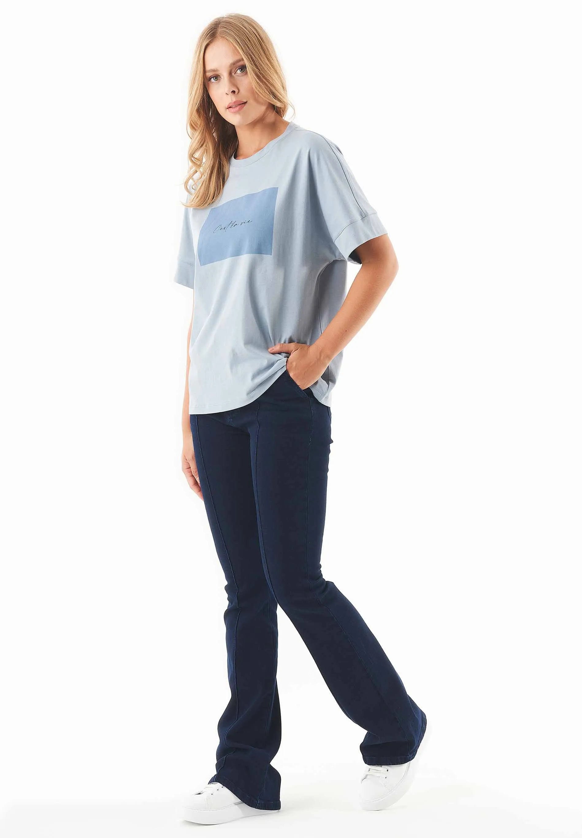 C'est la vie Organic Cotton T-Shirt Dusty Blue sold by Ivalo.com product image thumbnail 3