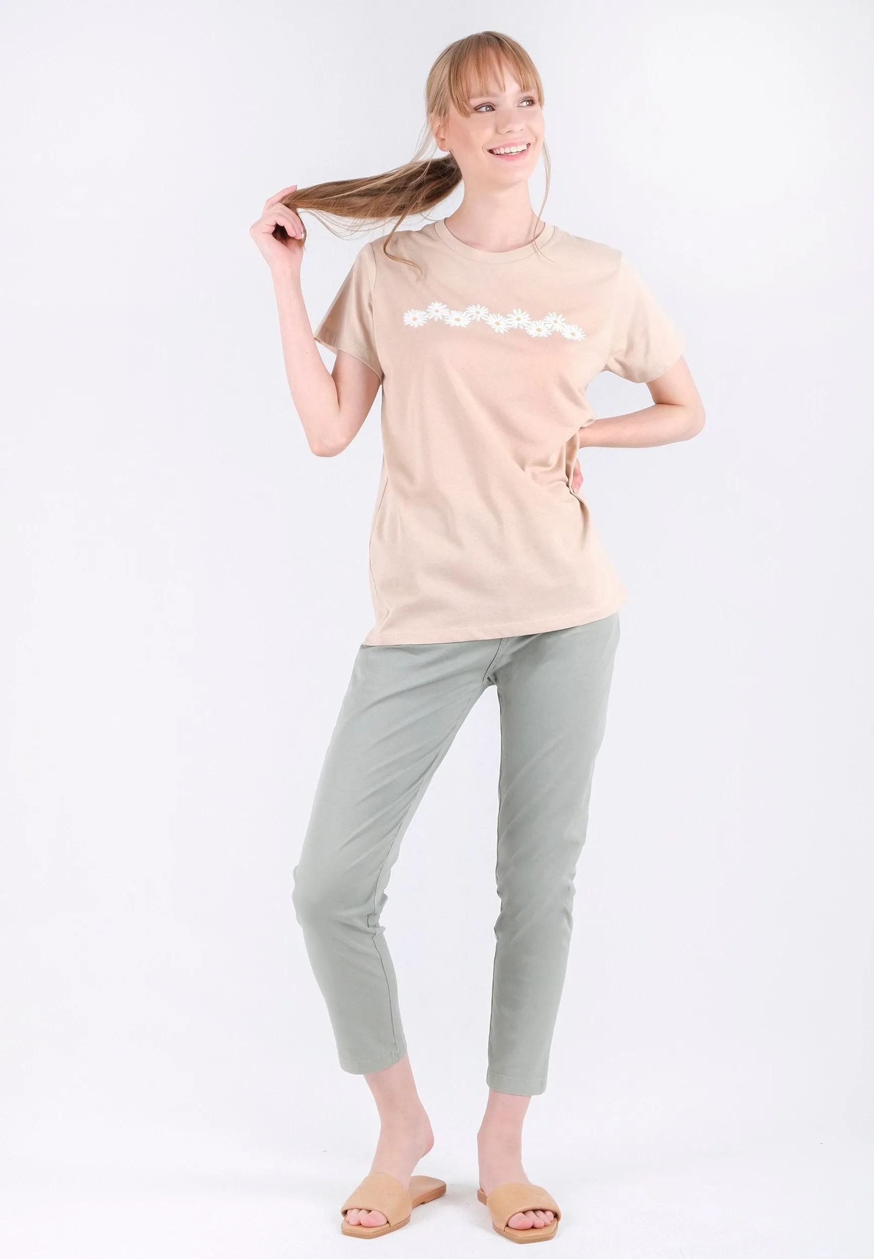 Daisy Print Organic Cotton T-Shirt Birch sold by Ivalo.com product image thumbnail 4