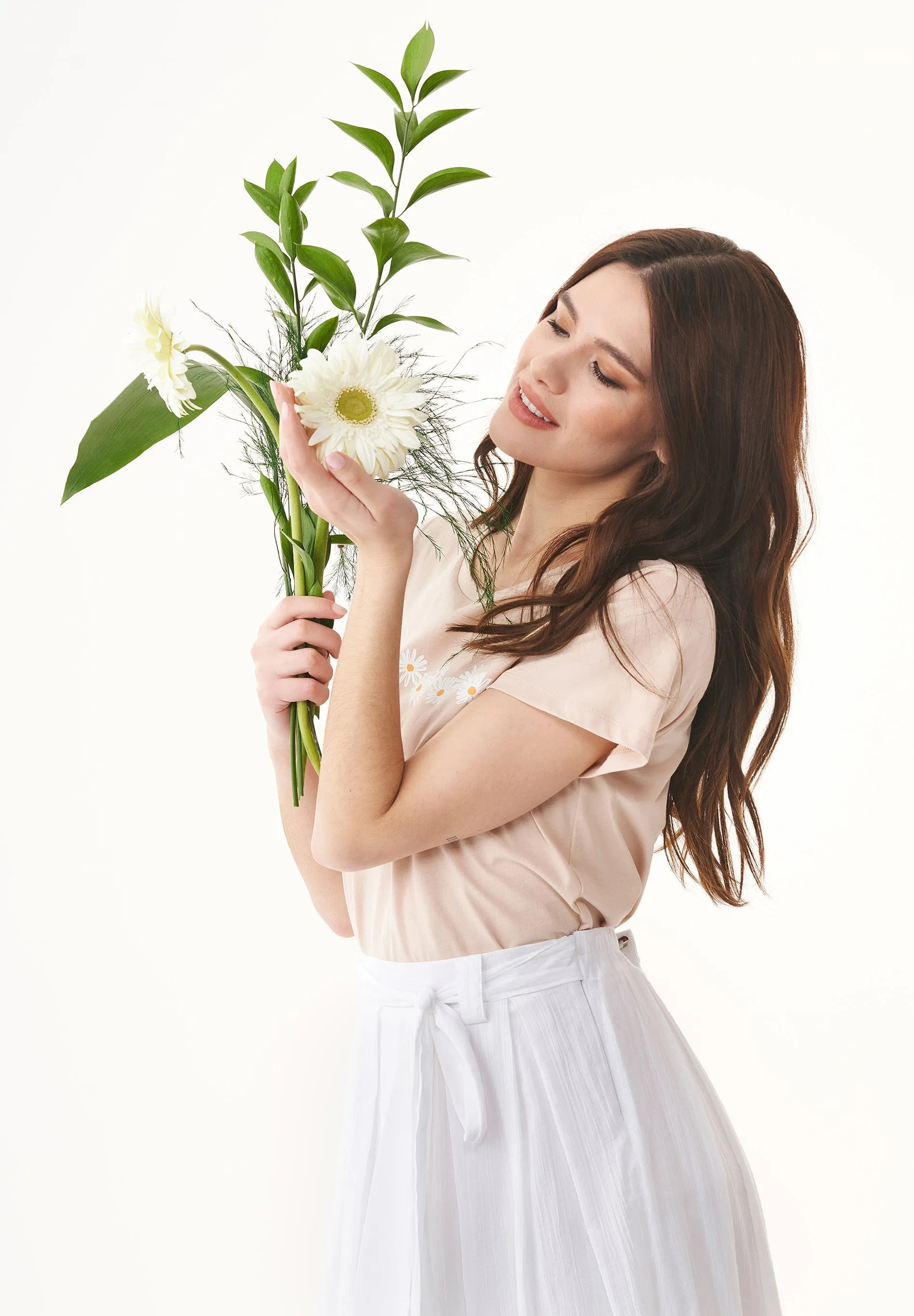 Daisy Print Organic Cotton T-Shirt Birch sold by Ivalo.com product image thumbnail 2