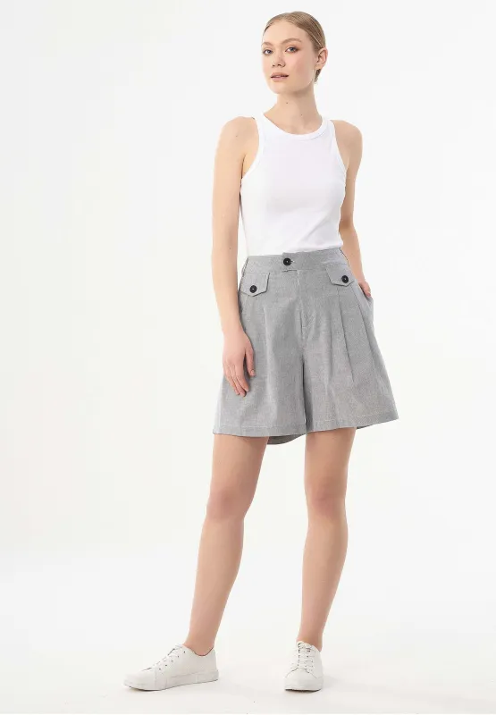 Striped Pattern Organic Cotton Shorts Shadow/Off White sold by Ivalo.com