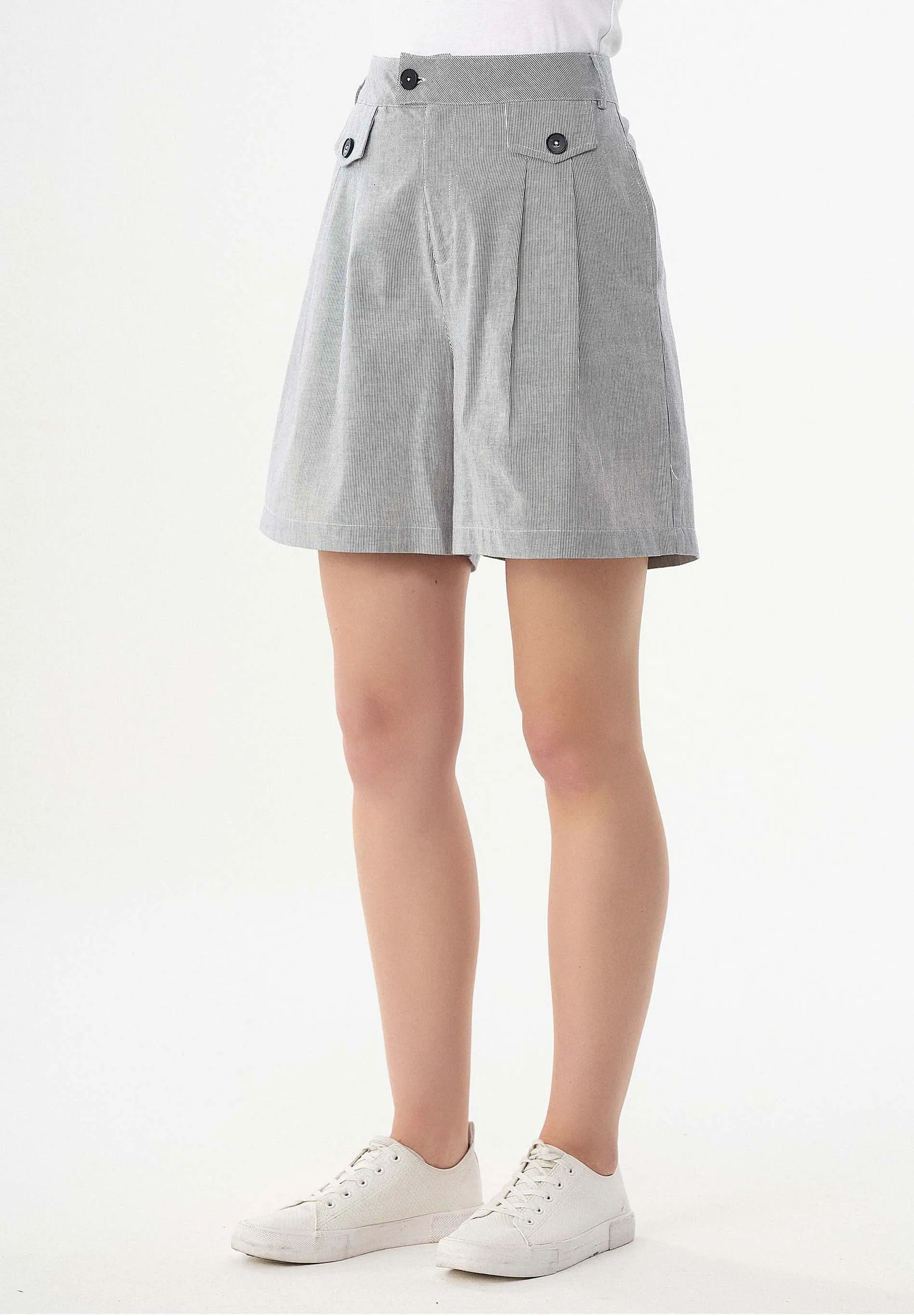 Striped Pattern Organic Cotton Shorts Shadow/Off White sold by Ivalo.com product image thumbnail 4