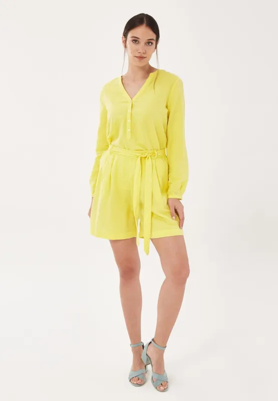 Linen Blend Shorts With Tie Belt Lemonade sold by Ivalo.com