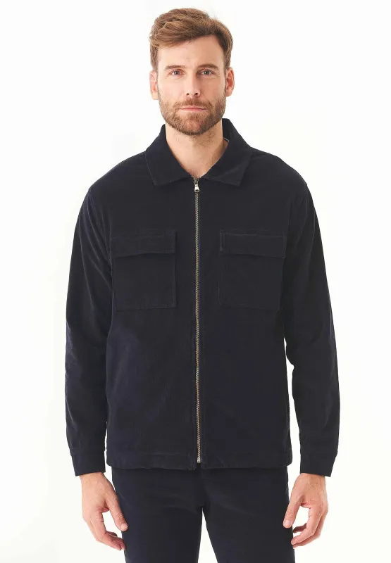 Men's Full Zip Corduroy Overshirt Dark Navy sold by Ivalo.com