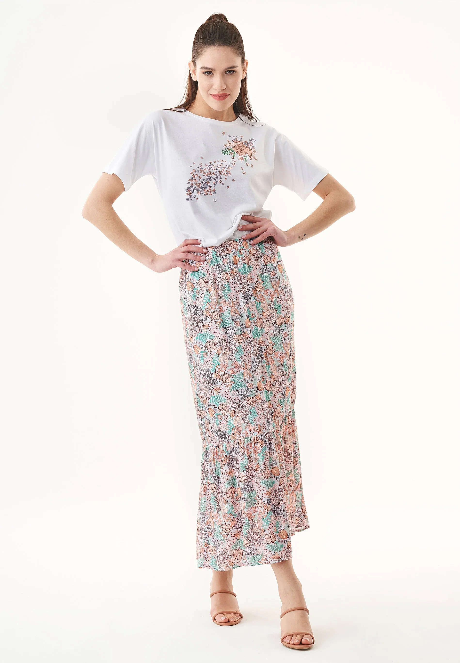 Tiered Ecovero Skirt Multi Colour Flower sold by Ivalo.com product image thumbnail 2