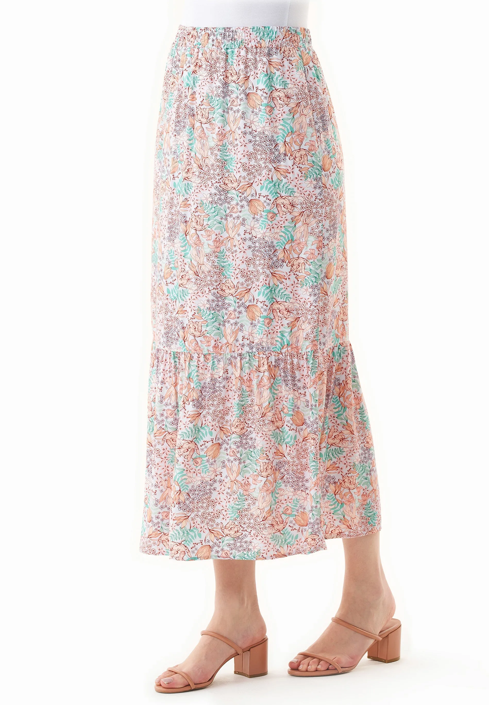 Tiered Ecovero Skirt Multi Colour Flower sold by Ivalo.com