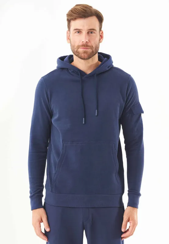Men's Soft Touch Hoodie With Sleeve Pocket Navy sold by Ivalo.com
