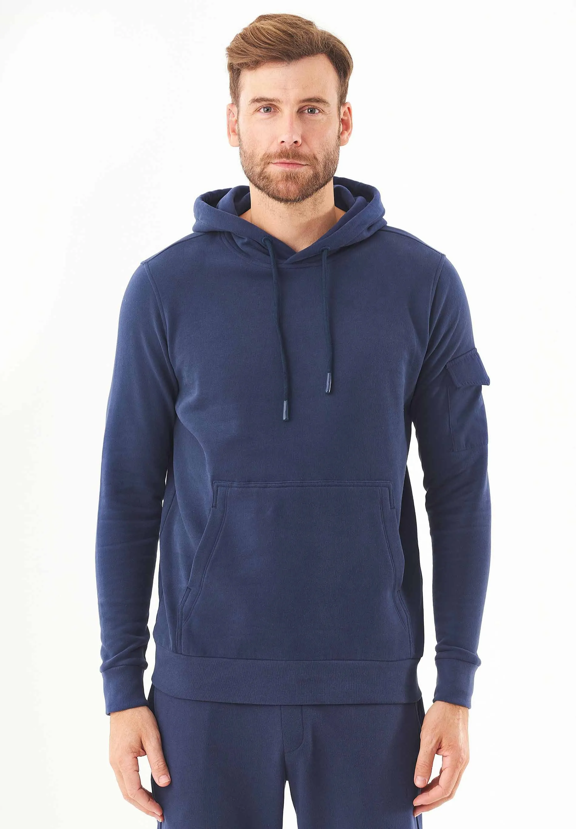 Men's Soft Touch Hoodie With Sleeve Pocket Navy sold by Ivalo.com