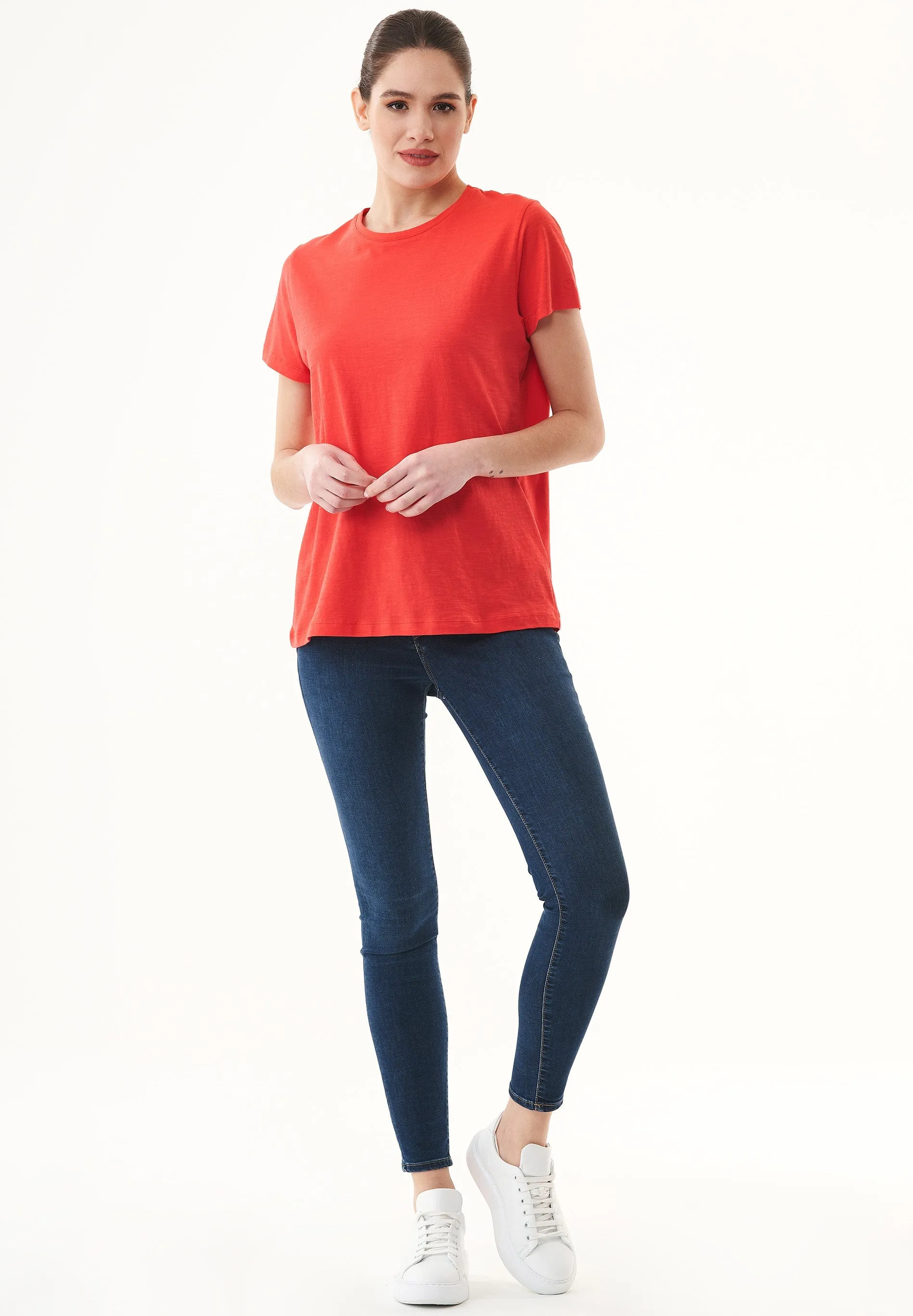 Women's Basic Round Neck T-Shirt Dusty Red sold by Ivalo.com product image thumbnail 4