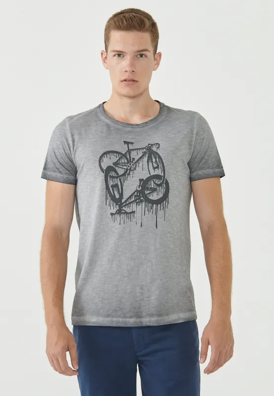 Men's Garment-Dyed T-Shirt Bicycle Print Shadow sold by Ivalo.com