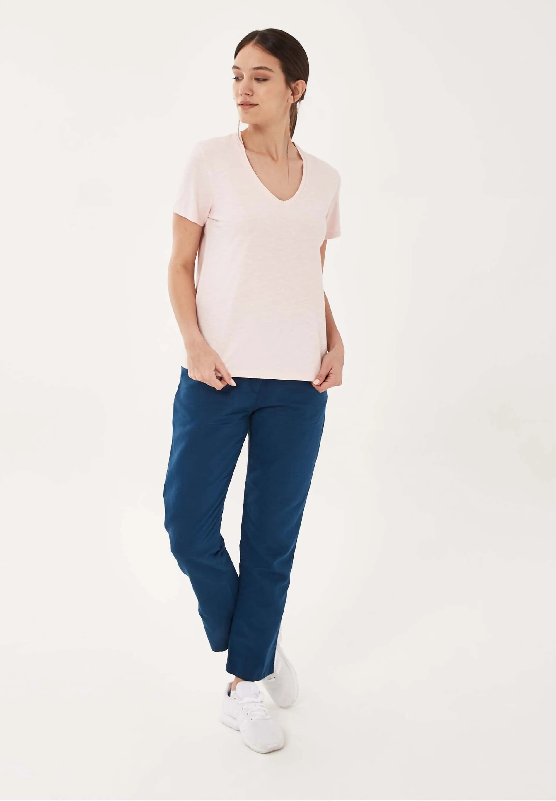 Women's Basic V-Neck T-Shirt Powder sold by Ivalo.com product image thumbnail 3