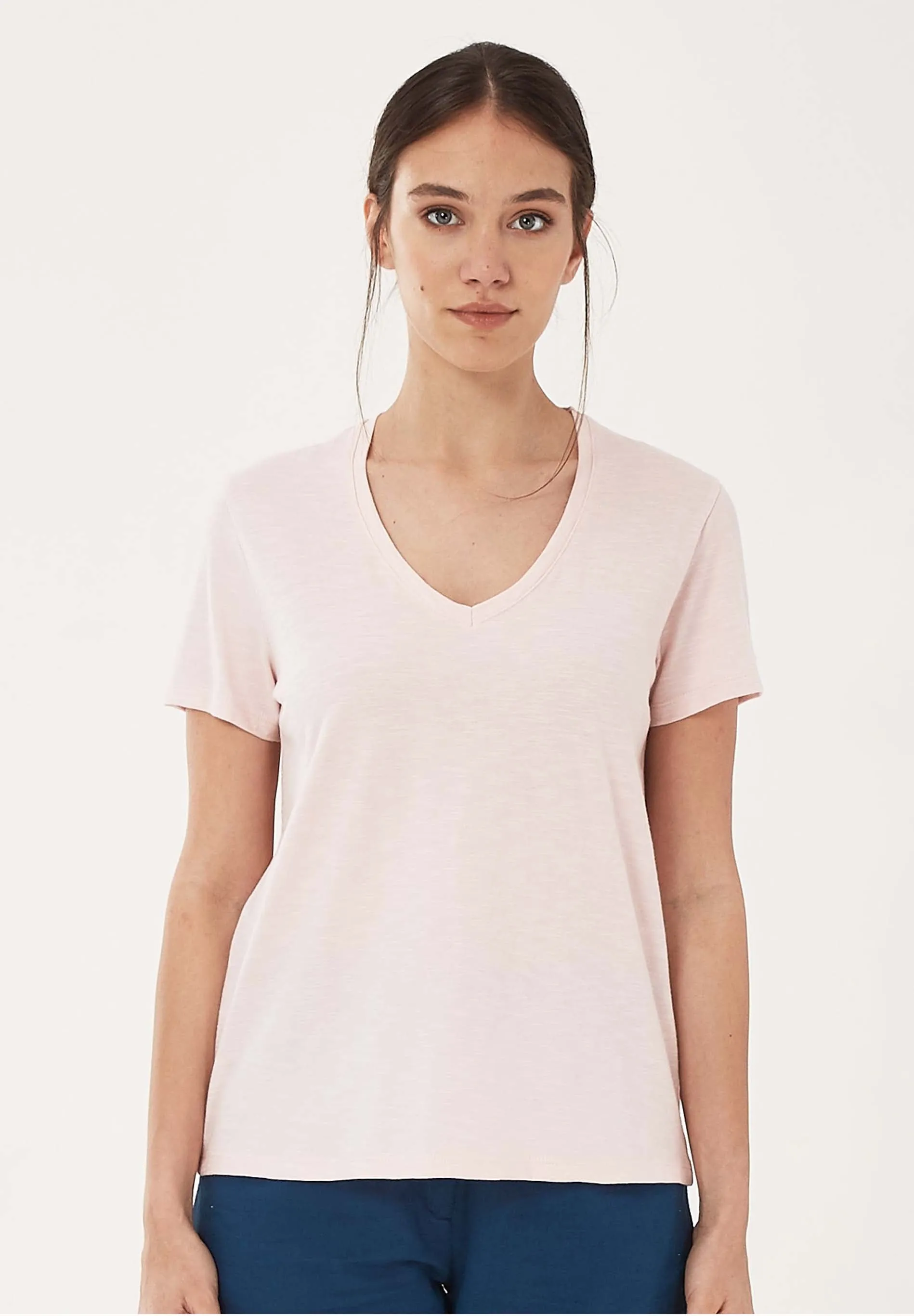 Women's Basic V-Neck T-Shirt Powder sold by Ivalo.com