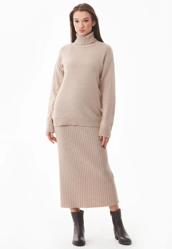 Wool Blend Midi Skirt Beige Melange sold by Ivalo.com