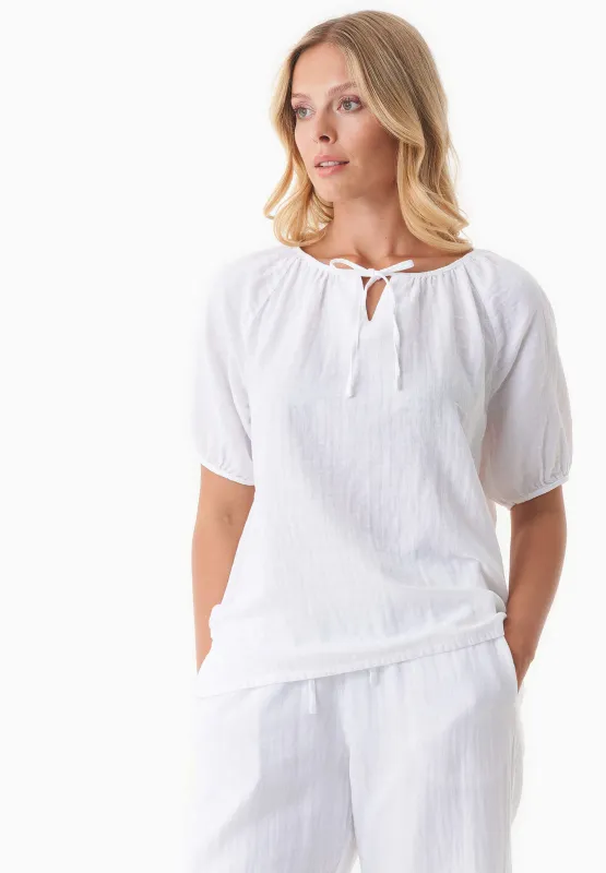 Short Sleeved Muslin Blouse White sold by Ivalo.com