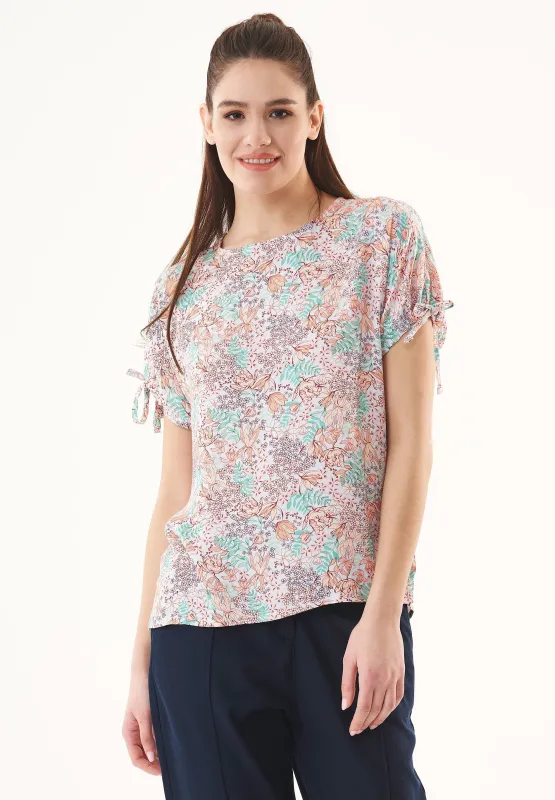 Short Sleeved Ecovero Blouse Multi Colour Flower sold by Ivalo.com