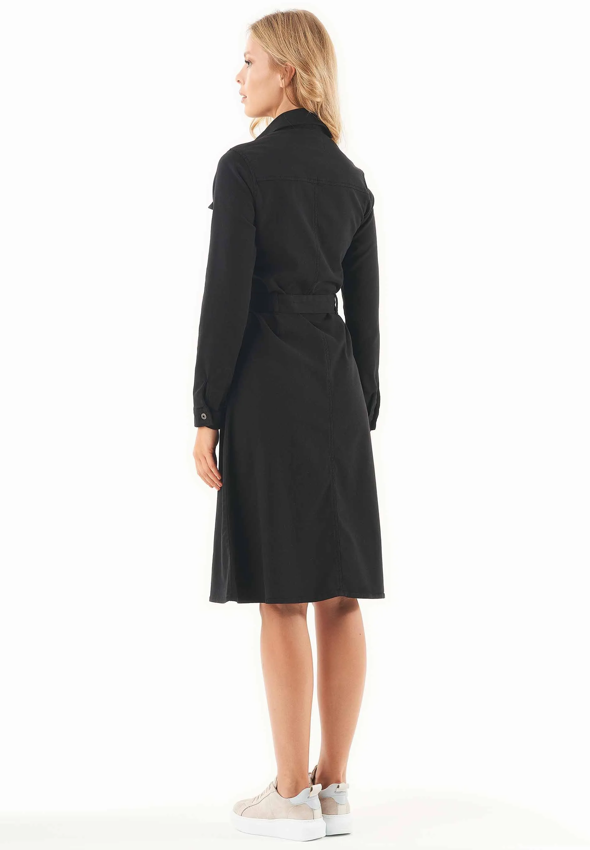 Belted Lyocell Blend Shirt Dress Black sold by Ivalo.com product image thumbnail 2