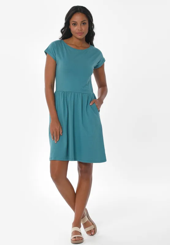 Slub Jersey Dress With Side Pockets Petrol Green sold by Ivalo.com