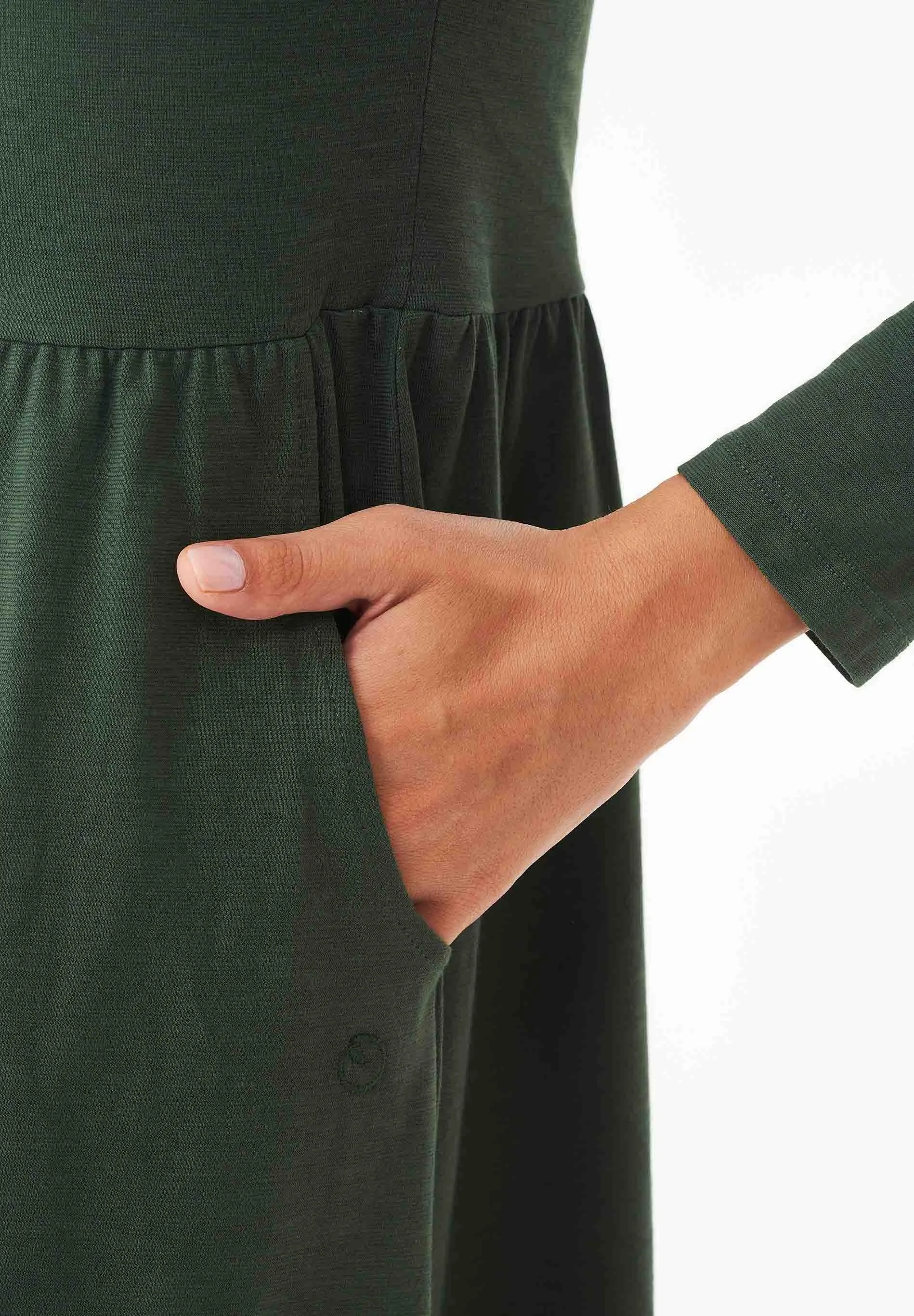 Long-Sleeved Organic Cotton Jersey Dress Dark Olive sold by Ivalo.com product image thumbnail 5