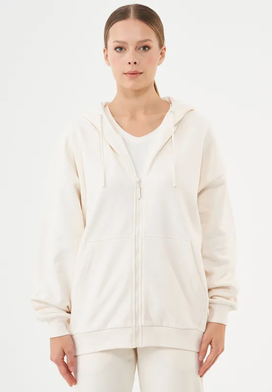 Jale Soft Touch Organic Cotton Sweat Jacket Off White sold by Ivalo.com