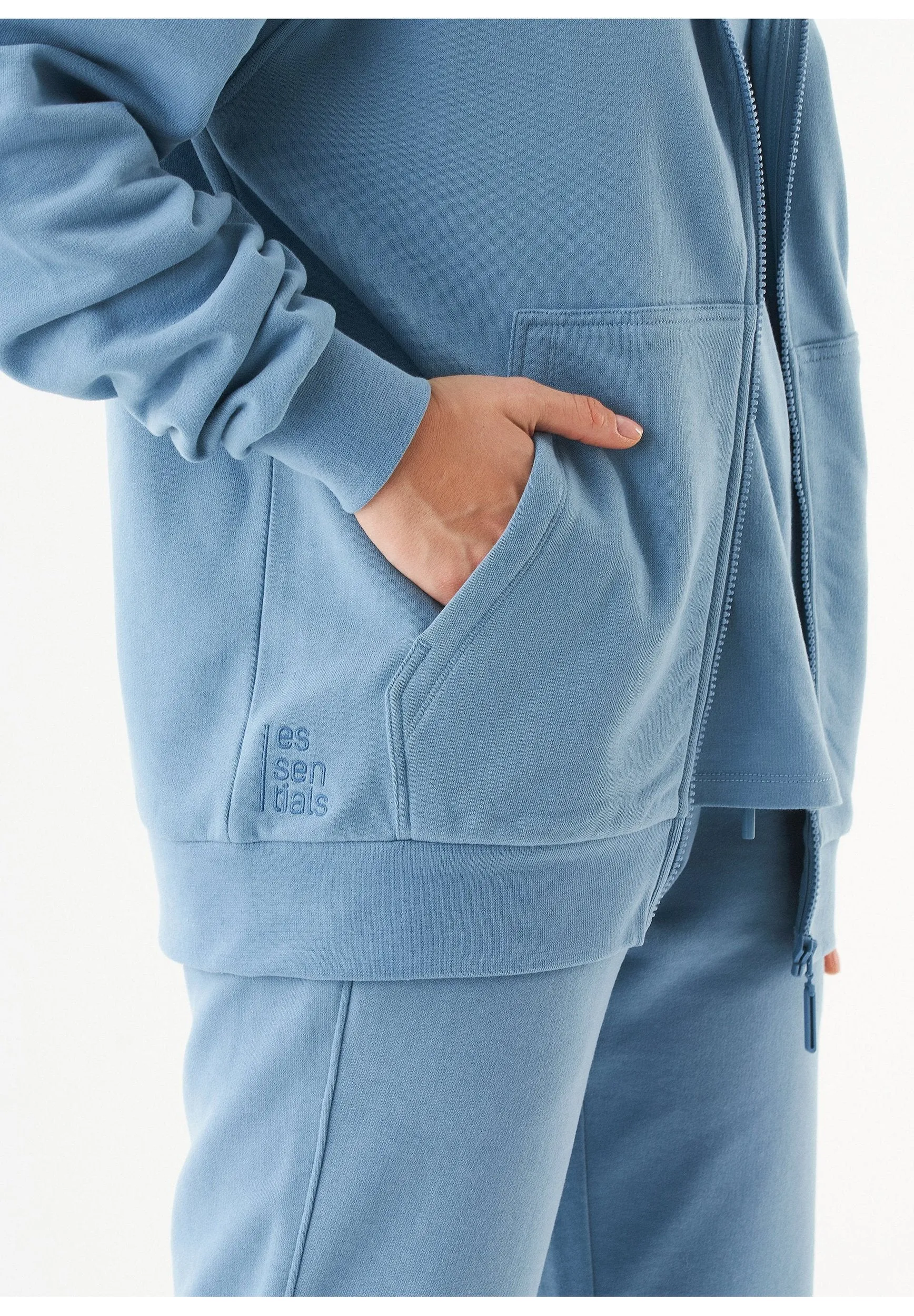 Junda Unisex Soft Touch Organic Cotton Sweat Jacket Steel Blue sold by Ivalo.com product image thumbnail 5